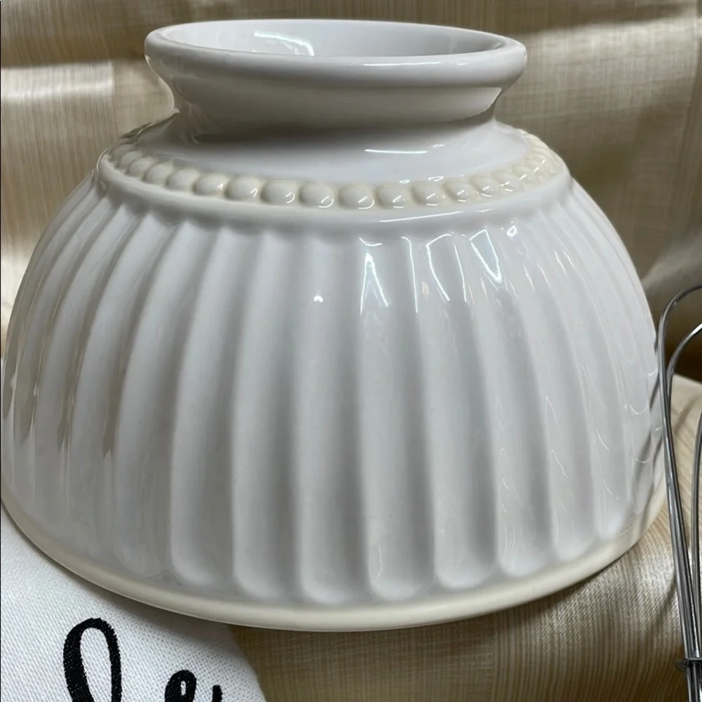 Lenox White Mixing Bowl with Whisk and Towel Set